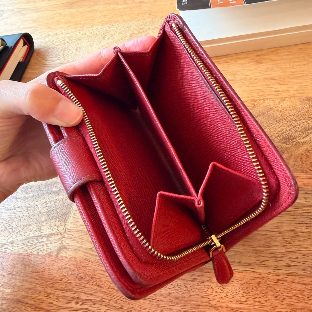 Prada Crimson Leather Wallet with Gold Accents - Picture 7 of 9
